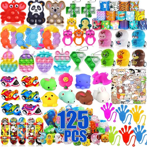 125 Pcs Prizes Treasure Box Toys for Classroom,Easter Basket Egg Fillers Party Favors for Kids, Prize Box Toys for Kids Classroom, Pinata Filler, Goodie Bags Stuffers, Treasure Chest Carnival Prizes