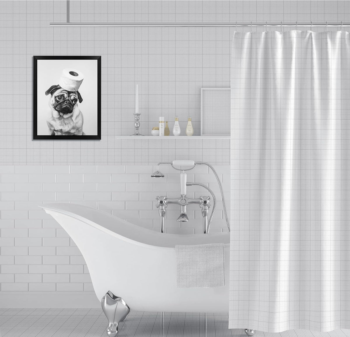 Regine Switzerland Funny Bathroom Wall Decor - Aesthetic Black and White Canvas Art | Framed