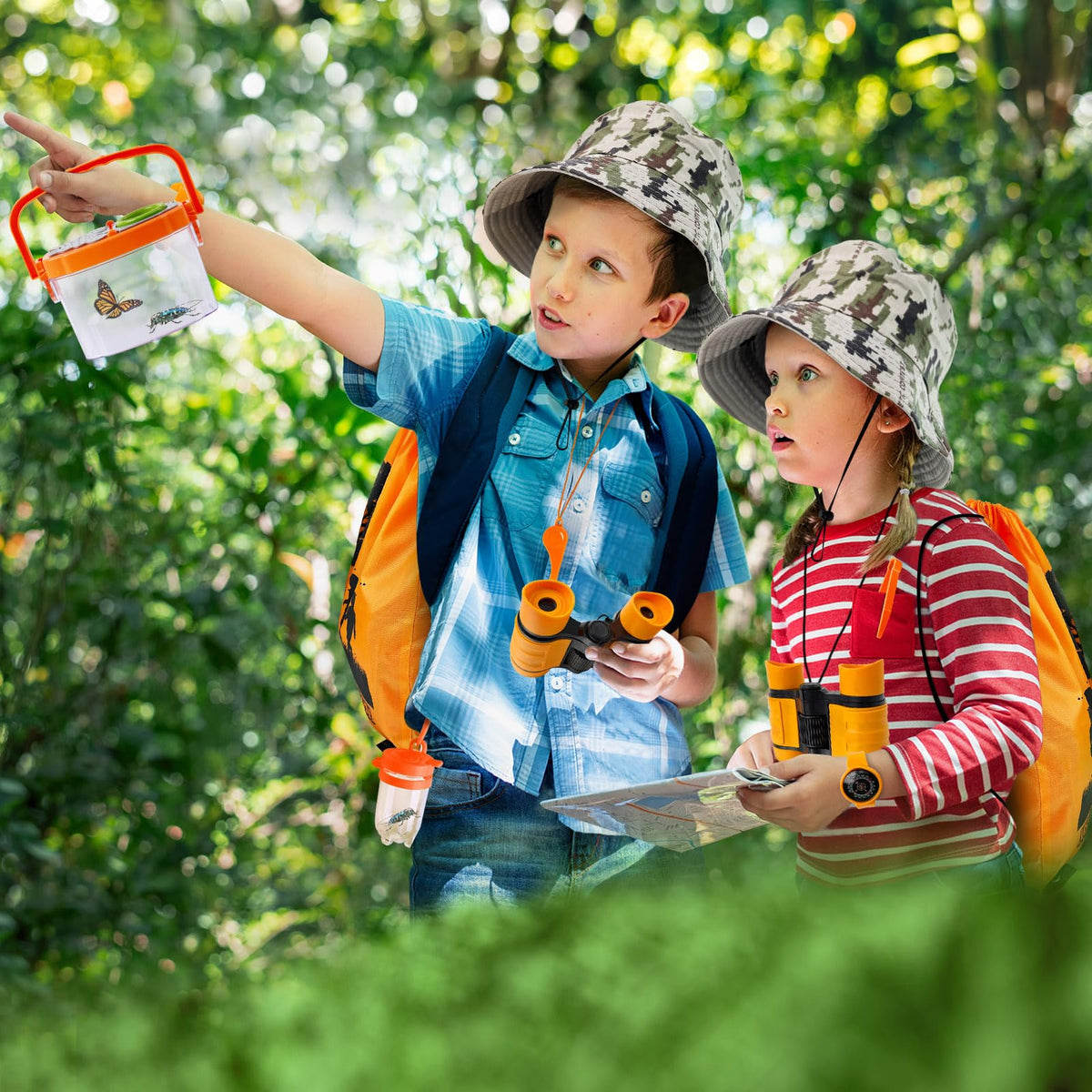 ESSENSON Bug Catcher and Kids Explorer Kit, Outdoor Bug Catching Explorer Adventure Kit with Binoculars, Summer Outdoor Toys for Kids Ages 4-8