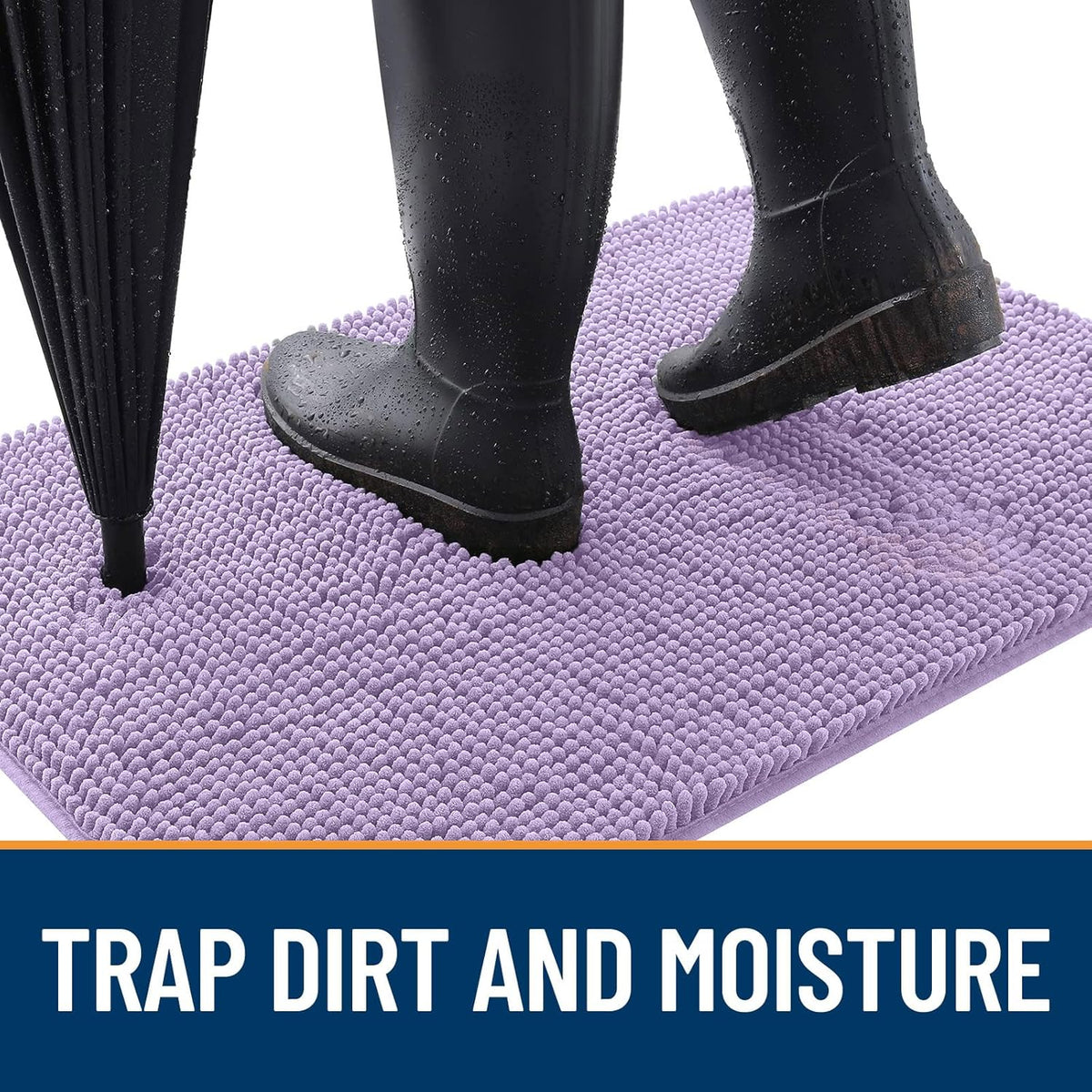OLANLY Dog Door Mat - Absorbent Non-Slip Washable Chenille Mat for Muddy Paws | 24x16, Lavender