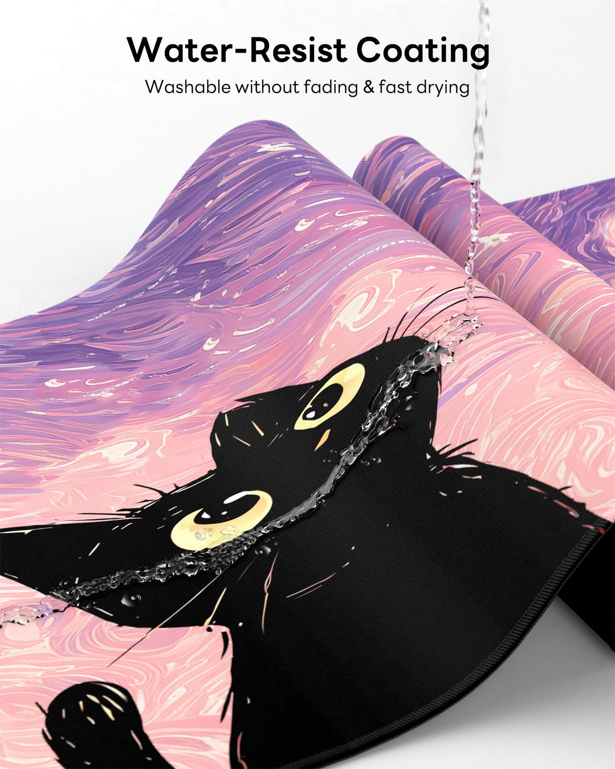 Velluxion XL Gaming Mouse Pad, 31.5x15.7'' Large Desk Mat with Anti-Slip Rubber Base & Stitched Edges for Gaming, Office, Home, Van Gogh Cat