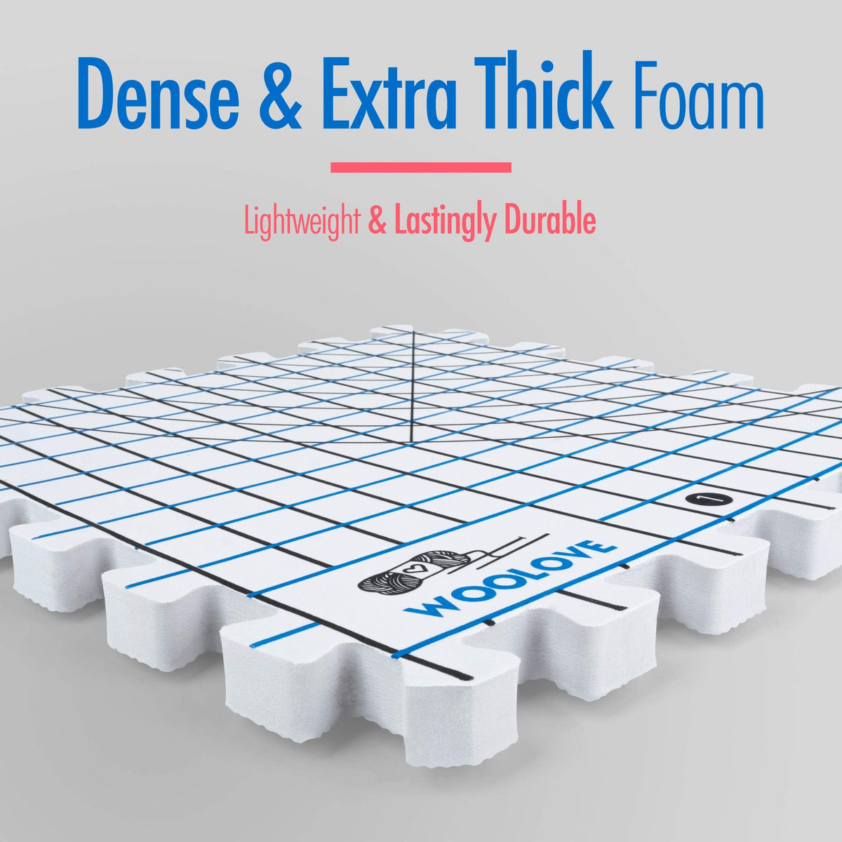 Extra Thick Blocking Mats for Wet and Steam Blocking - Includes Pack of 9, 100 T Pins, 10 Pin Blocker and Storage Bag