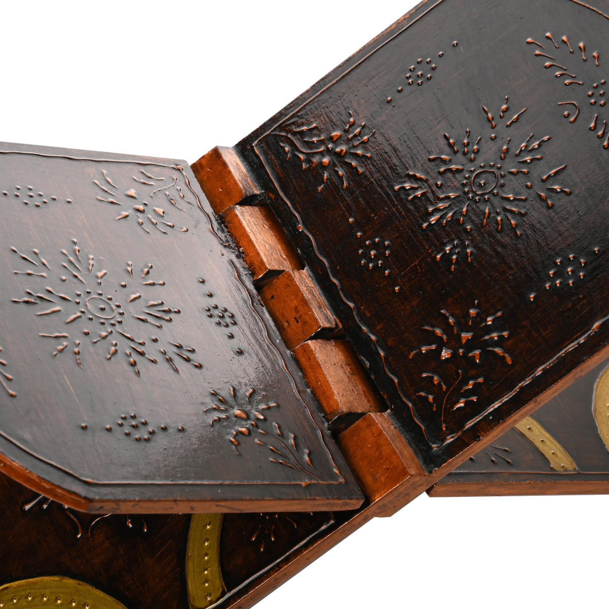 Handmade Wooden Holy Book Stand - Brown Handcrafted Indian Traditional Book Rest for Religious Prayer and Gifting (Design-2)