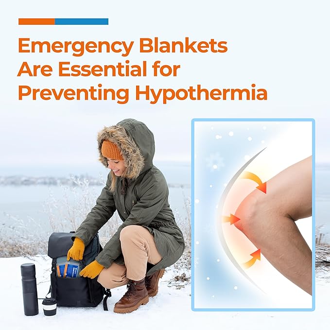 Emergency Blankets (30 Packs, 84" L x 52" W) Mylar Thermal Blankets for Survival and Protection,Space Blanket Survival Kits Camping Blanket, Ideal for Outdoors, Hiking, Survival, Marathons