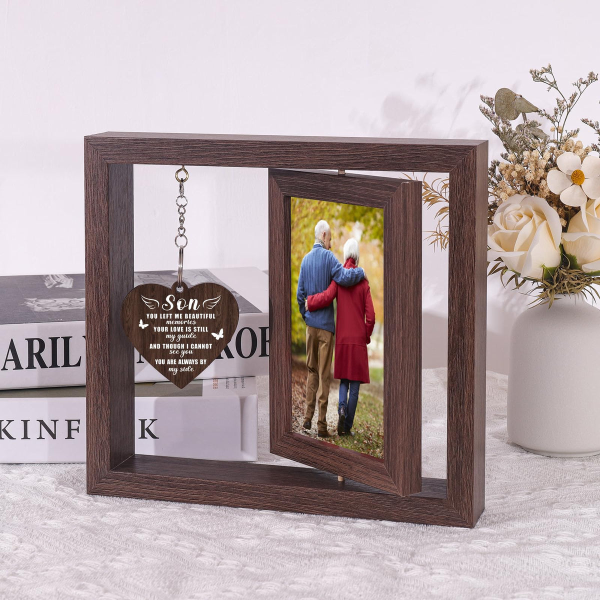 Boiveco Memorial Gifts for Loss of Son, Sympathy Gift for Loss of Son Memorial Picture Frame, In Memory of Son Grief Remembrance Bereavement Gifts for Loss of Son, Display Two 4x6 Photos