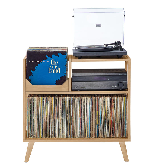 Crosley Furniture Asheville Mid-Century Modern Record Player Stand, Storage for Vinyl Records, Media Console, Natural