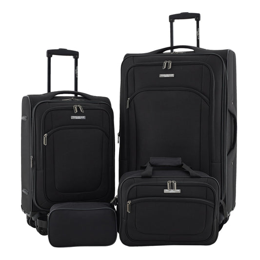 Travelers Club 4 Piece Soulana Luggage & Travel Set, Black