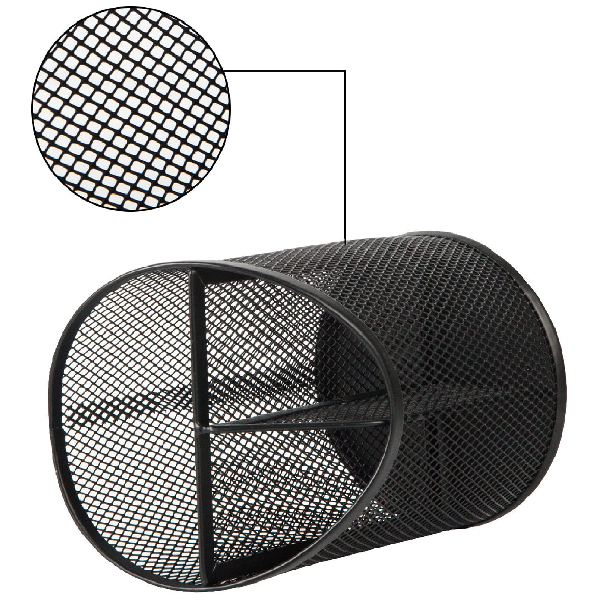 Delifox 2 Pack Pen Holder Mesh Round Pencil Holder Desktop Organizer 3 Compartments, Black