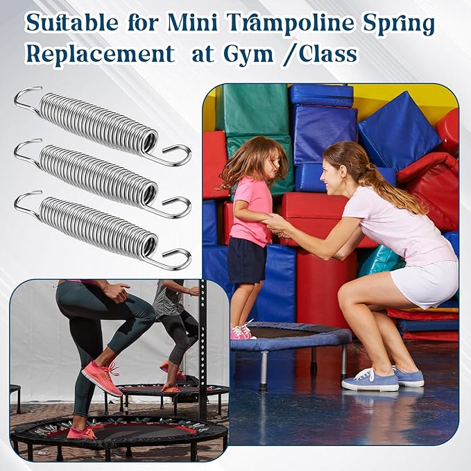 Tudomro Trampoline Springs 5.5 Inch Bulk Heavy Duty Stainless Steel Replacement Trampoline Springs with T-Hook Weather Resistant Metal Pulling Tool Accessories