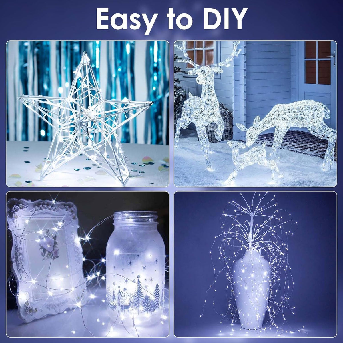 Skiennix 66FT Battery Operated Fairy Lights - 200 LED Waterproof String Lights with Remote & Timer for Indoor/Outdoor Decor | Cool White