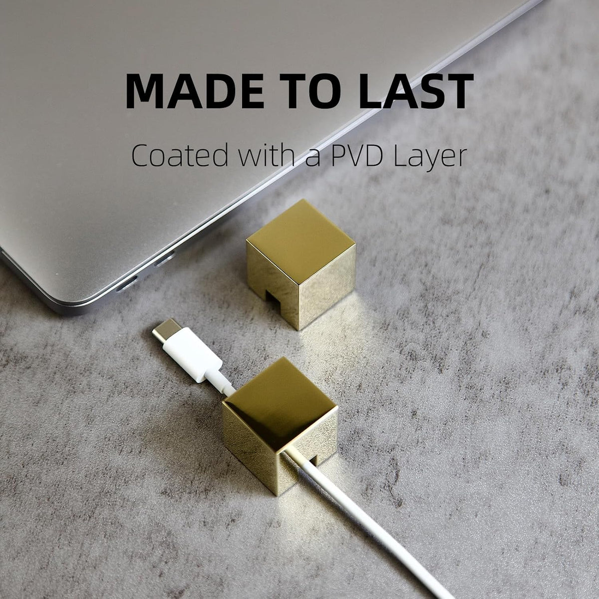 N2U (2 PCS - Gold) Metal Cord Holder, Weighted Cable Organizer or Management, Heavy Wire Keeper for Nightstand, Desk