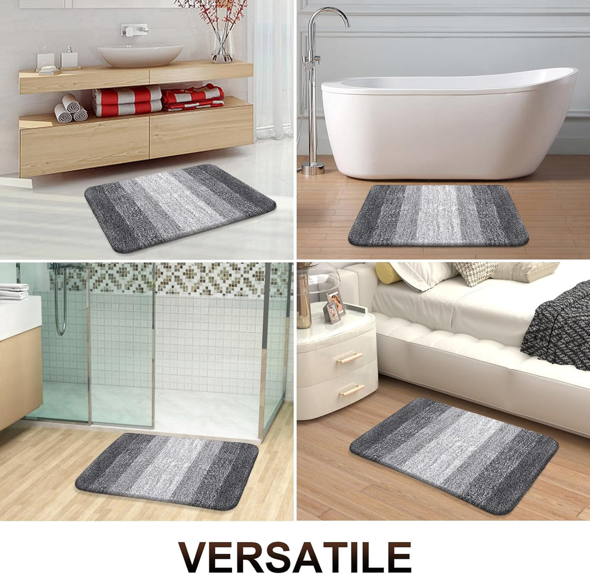 OLANLY Large Bathroom Rugs - Extra Soft Microfiber Mat 59x35 | Quick Dry & Machine Washable, Grey