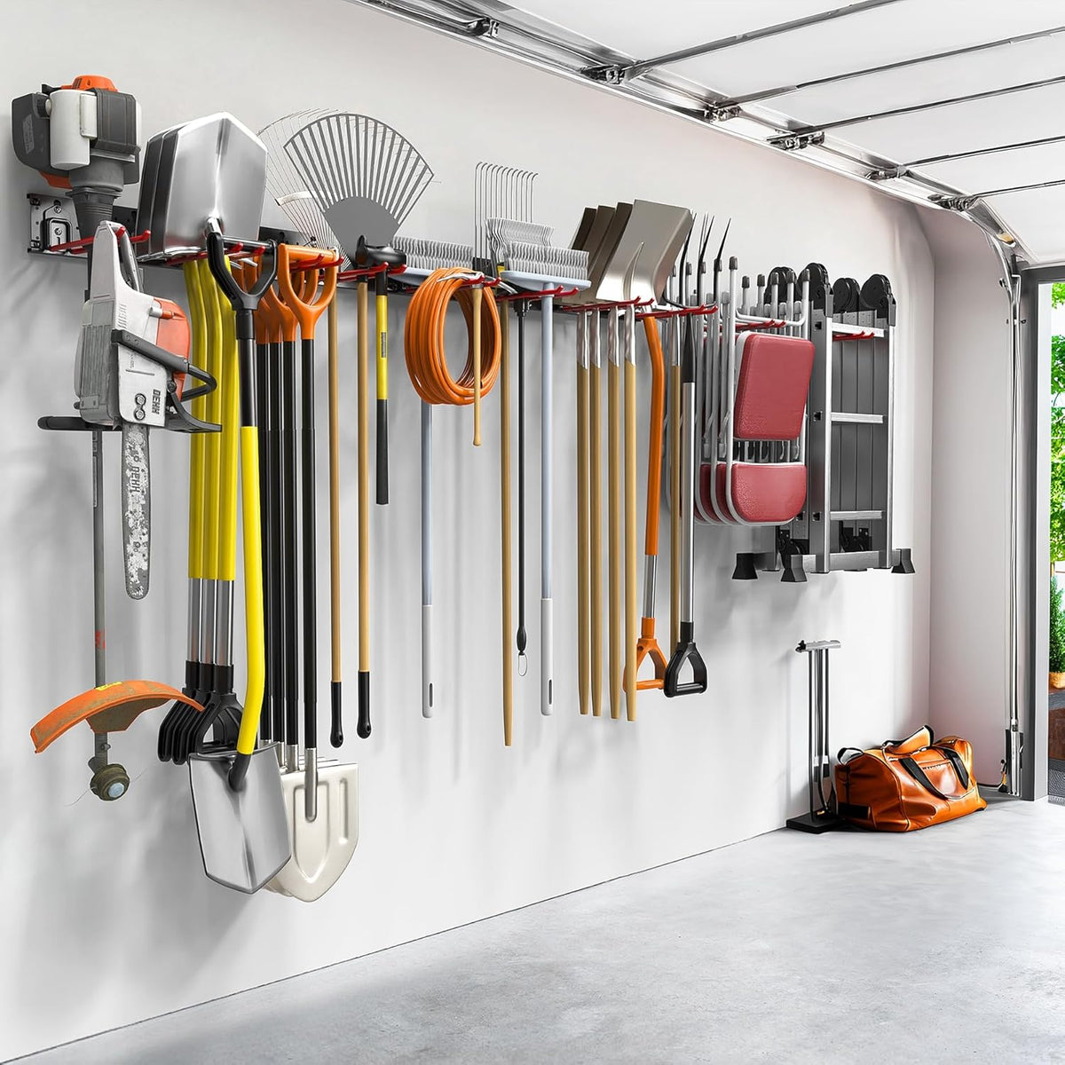 TORACK Garden Tool Organizer - Wall-Mounted Storage Rack for Shovels, Rakes, and Brooms | Space-Saving Design