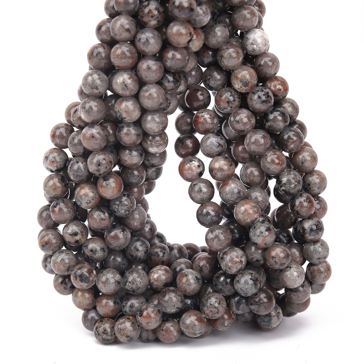 70PCS Natural 8MM Healing Gemstone, Yooperlite Stones Energy Stone Round Loose Beads, Semi-Precious Crystal Beads with Free Elastic String for Jewelry Making DIY