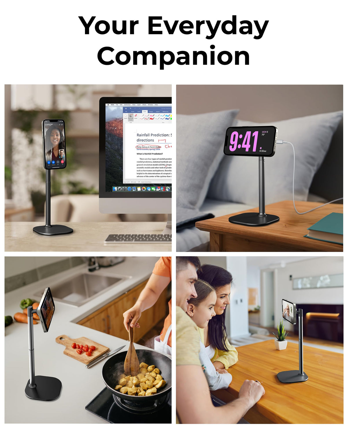 COOPER MagStand, Adjustable Magnetic iPhone Stand for Desk & Phone Holder for Video Recording, Compatible with MagSafe, Stand for iPhone 17 Pro Max, 16/15/14/13/12, Small Mag Safe Tripod (Black)
