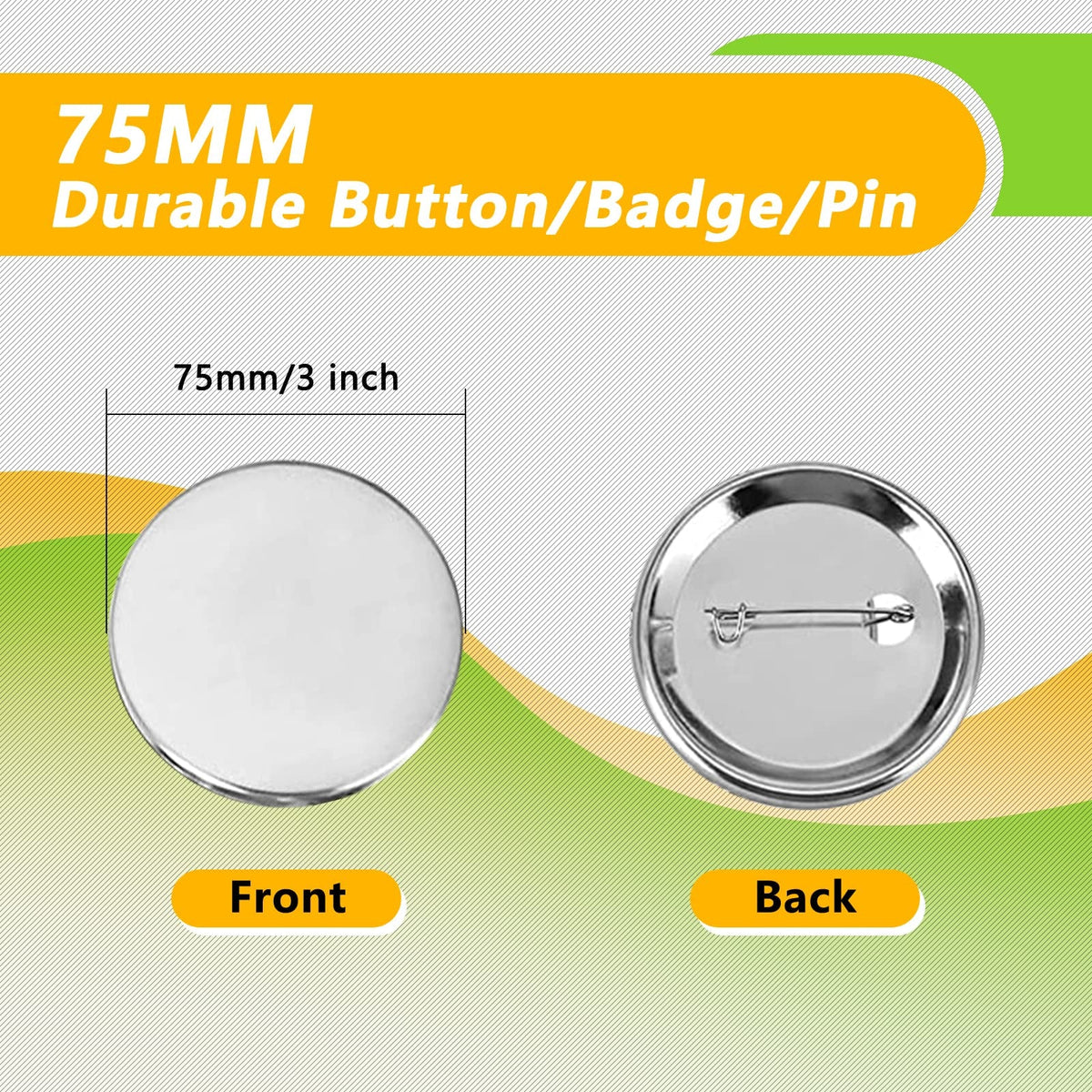 Button Maker Machine 75mm with Badge Pin Supplie Kit, 3-inch Pins Press Buttons Making with Blank Round Button Parts Metal Pin Back & Picture Paper & Plastic Mylar & Cutter, for DIY Keepsake Gift