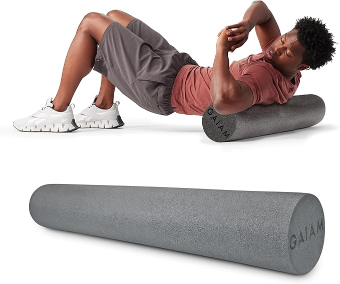 Gaiam Restore Foam Roller for Muscle Massage - Deep Tissue Muscle Massager for Sore Muscles & Stimulation - Total Body Pain Relief, Back, Neck, Foot, Calf, Leg, Arm (18 Inch and 36 Inch)