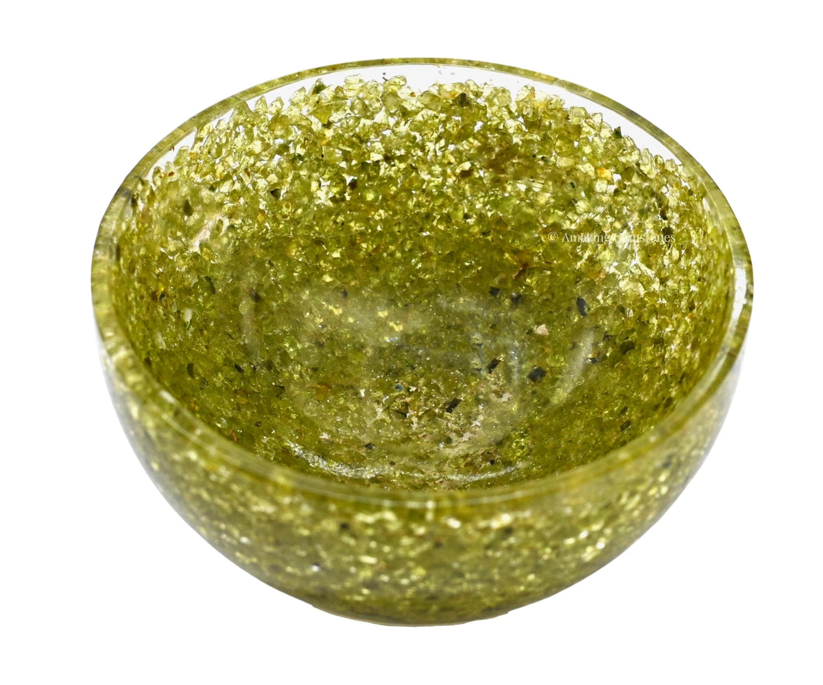 Amazing Gemstone Peridot Orgonite Orgone Crystal Gemstone Bowl - 3" Orgonite Peridot Crystal Bowl for Meditation, Crystals and Healing Stones Gift and Protection