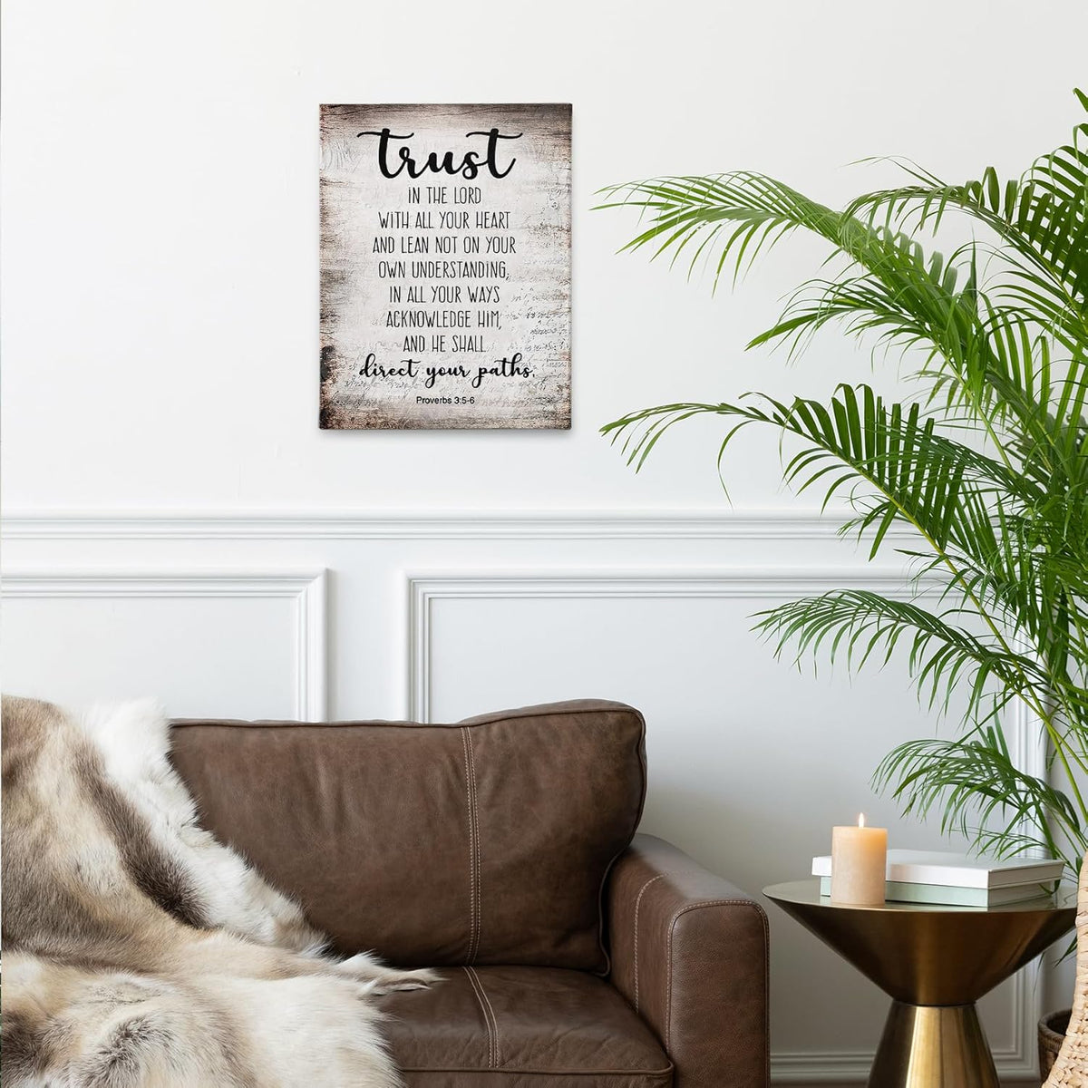 PHAMTE Christian Wall Art - Proverbs 3:5-6 Bible Scripture Print | Framed Canvas Decor (11x14)