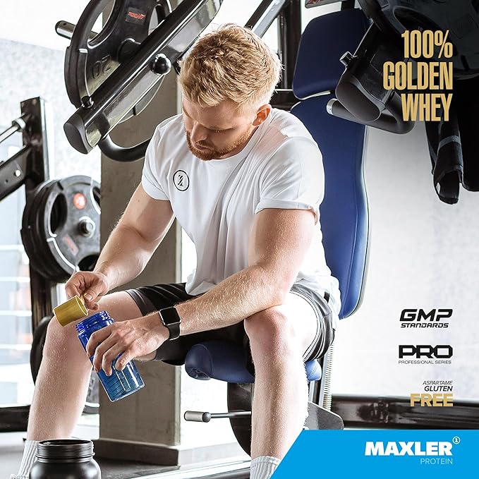 Maxler 100% Golden Whey Protein - 24g of Protein per Serving - Premium Whey Protein Powder for Pre Post Workout - Fast-Absorbing Whey Concentrate, Isolate & Hydrolysate Blend - Salted Caramel 2 lb