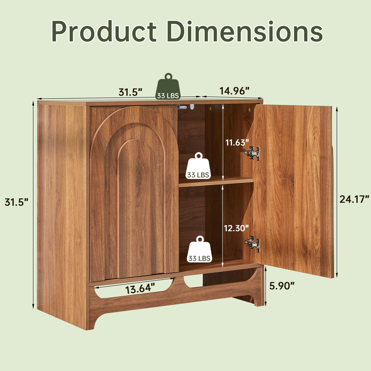 Bifins Modern Buffet Cabinet with Storage, 94.5" W Fluted Arched Sideboard Cabinet with Adjustable Shelves & Doors, Wooden Coffee Bar Storage Station for Dining Room, Kitchen, Living Room, Entryway