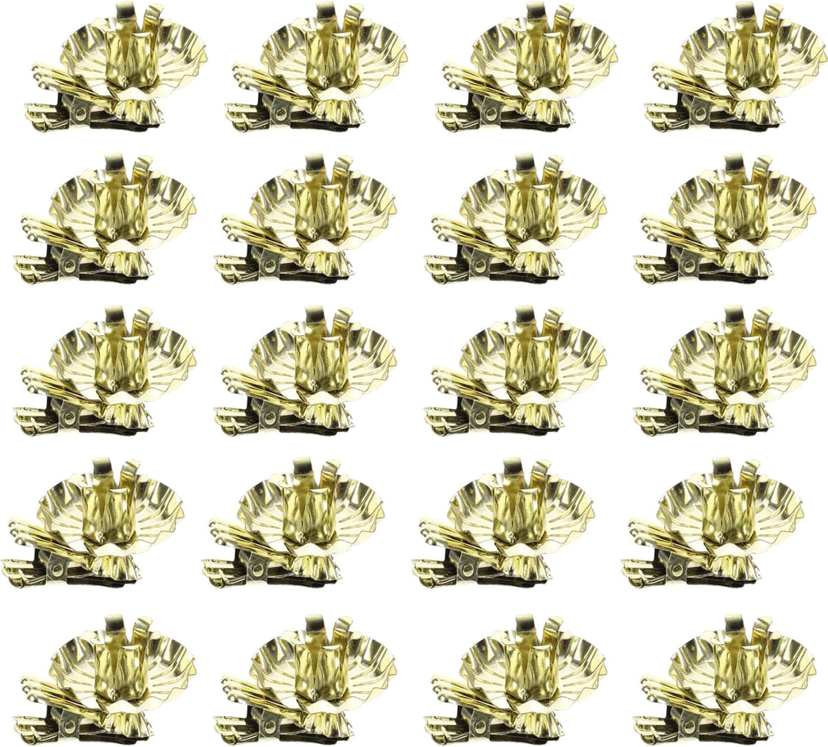 Skiennix Gold Flower-Shaped Candle Holders - 20PCS Clip-On Design for Christmas & Special Events