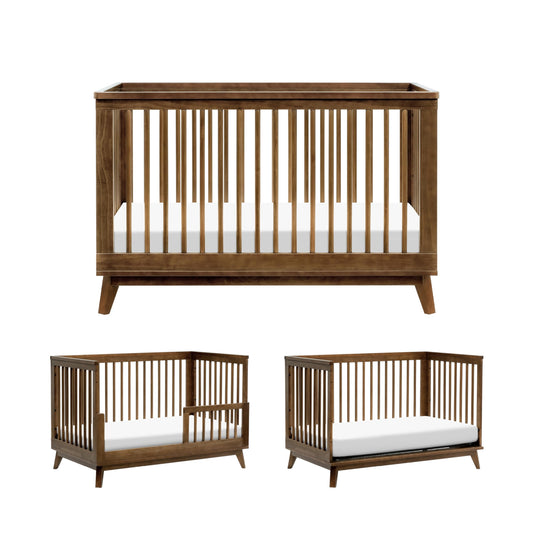 Babyletto Scoot 3-in-1 Convertible Crib with Toddler Bed Conversion Kit in Natural Walnut, Greenguard Gold Certified