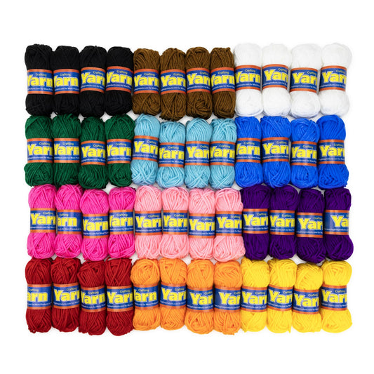 Hygloss Assorted Acrylic Yarn Set - 48 Mini Colorful Skeins for Crocheting & Knitting - Soft, Smooth 100% Acrylic - 4X 12-Packs, 24 Yard Per Skein, Total 1,152 Yds