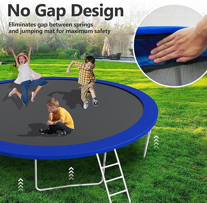 Upgraded 16FT 15FT 14FT 12FT 10FT 8FT Trampoline Outdoor with Basketball Hoop and Net, Capacity for 4-6 Kids and Adults