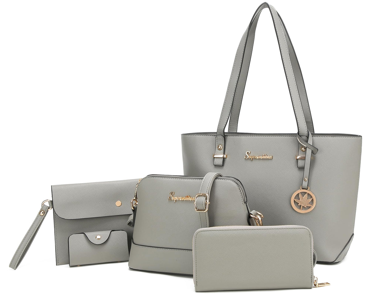 Soperwillton Handbags and Purses for Women Shoulder Tote Bags Top Handle Satchel Purse Set 5pcs