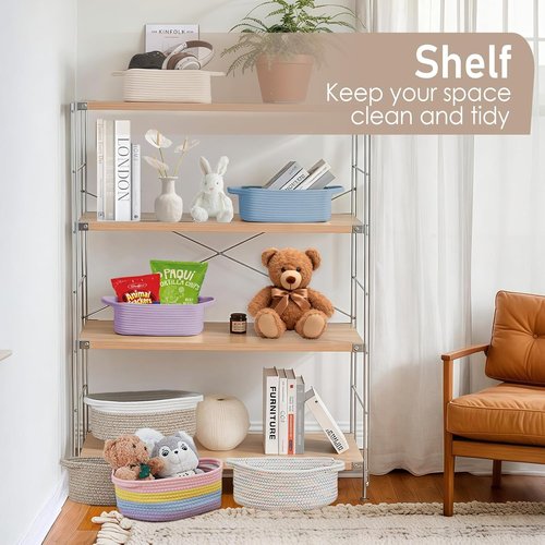 JMvicyroam Woven Basket - Small Rope Storage Bin with Handles for Organizing Shelves & Closets | Red