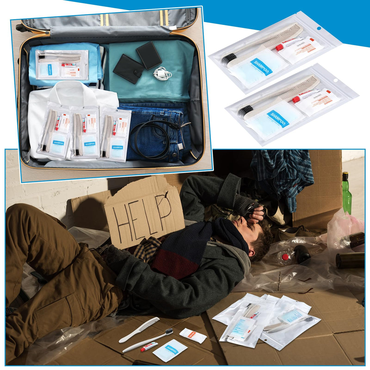 Hushee 96 Sets Bulk Hygiene Kit for Homeless, Includes Shampoo Soap Bar Comb Toothbrushes with Toothpaste Individually Wrapped Basic Toiletry Kits for Travel Charity Hotel Hospitality Industries