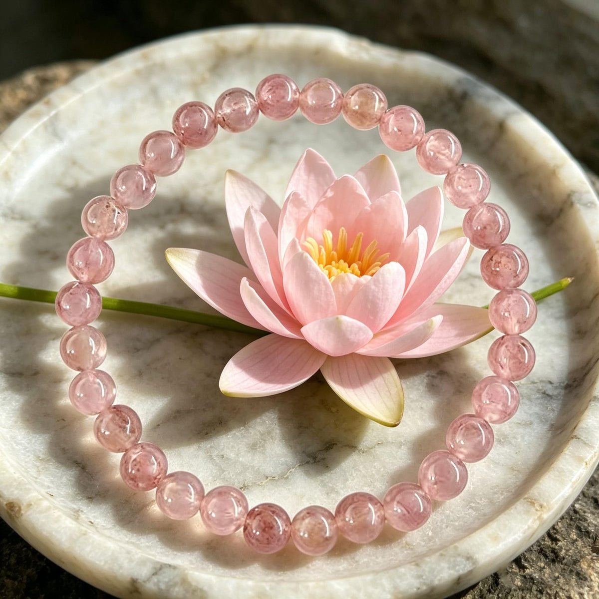 Rose Quartz Crystal Bracelet, Enhance Compassion & Positive Vibes Spiritual Jewelry Heart Healing Rose Quartz Beaded Bracelet, Soothing Energy Stone for Anxiety Relief