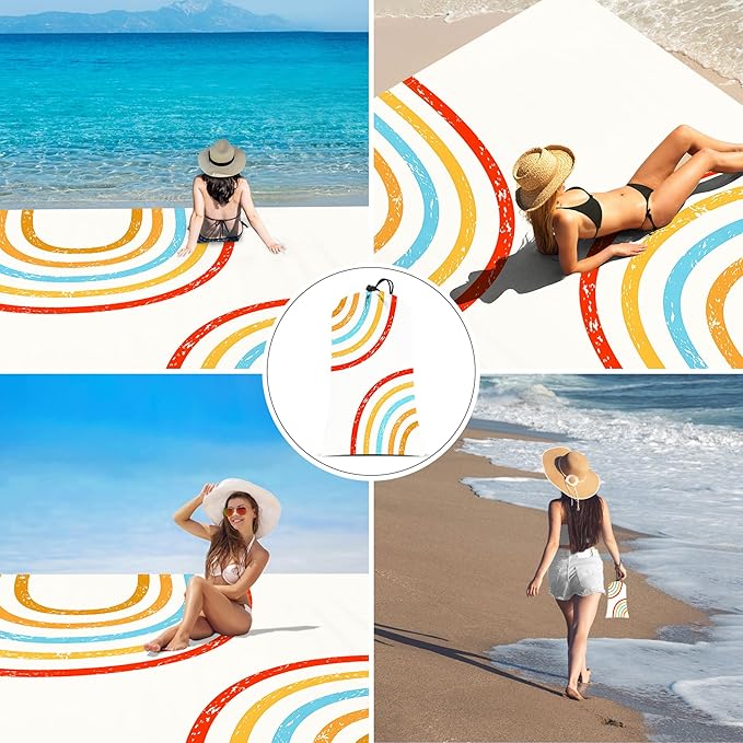 110''×118'' Beach Blanket, Waterproof Sandproof Beach Mat Lightweight Outdoor Picnic Blanket for Travel, Camping, Hiking