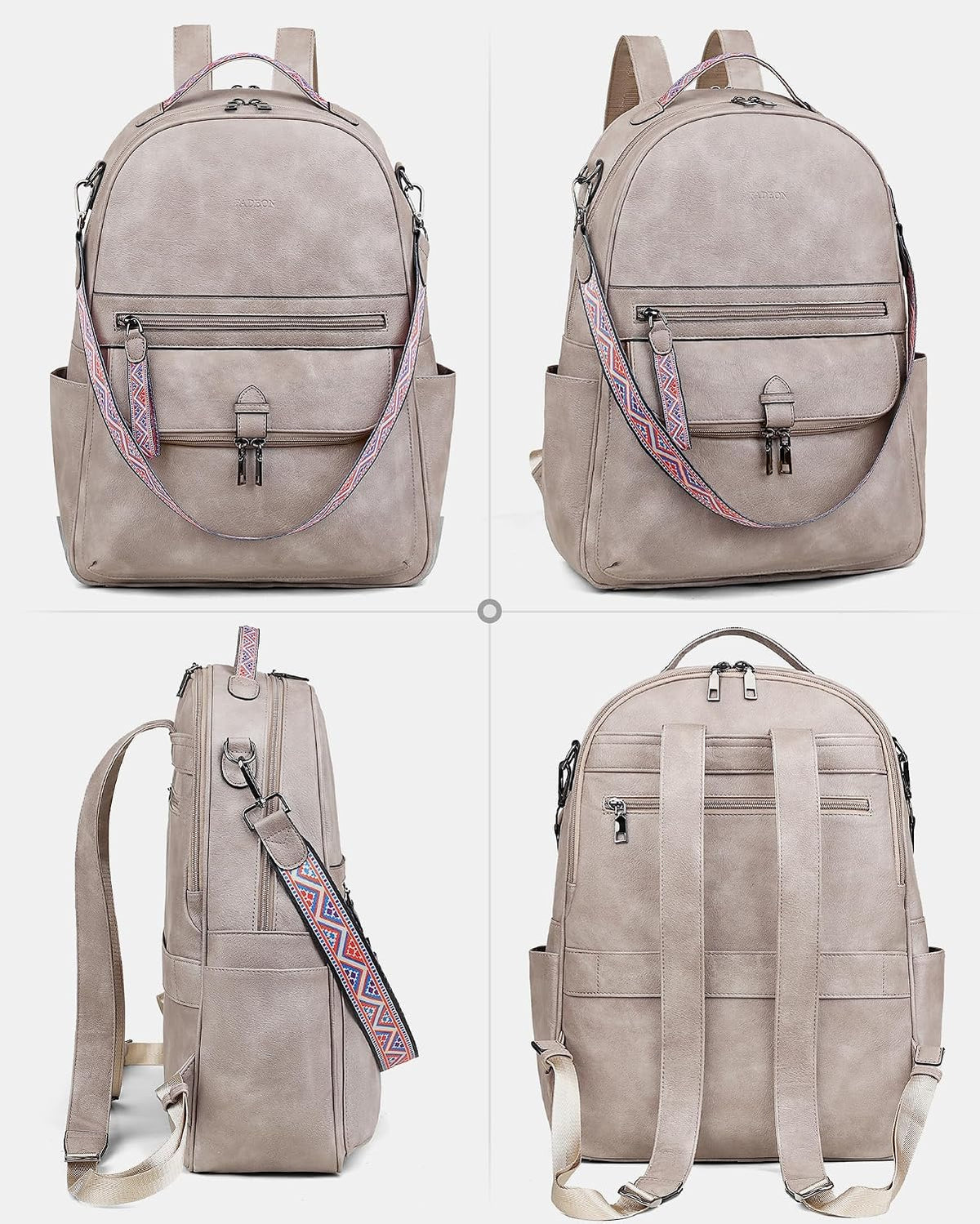 15.6 inch Backpack Backpack FADEON Leather Laptop Purse for Women, Designer Travel PU with Laptop Compartment for Work