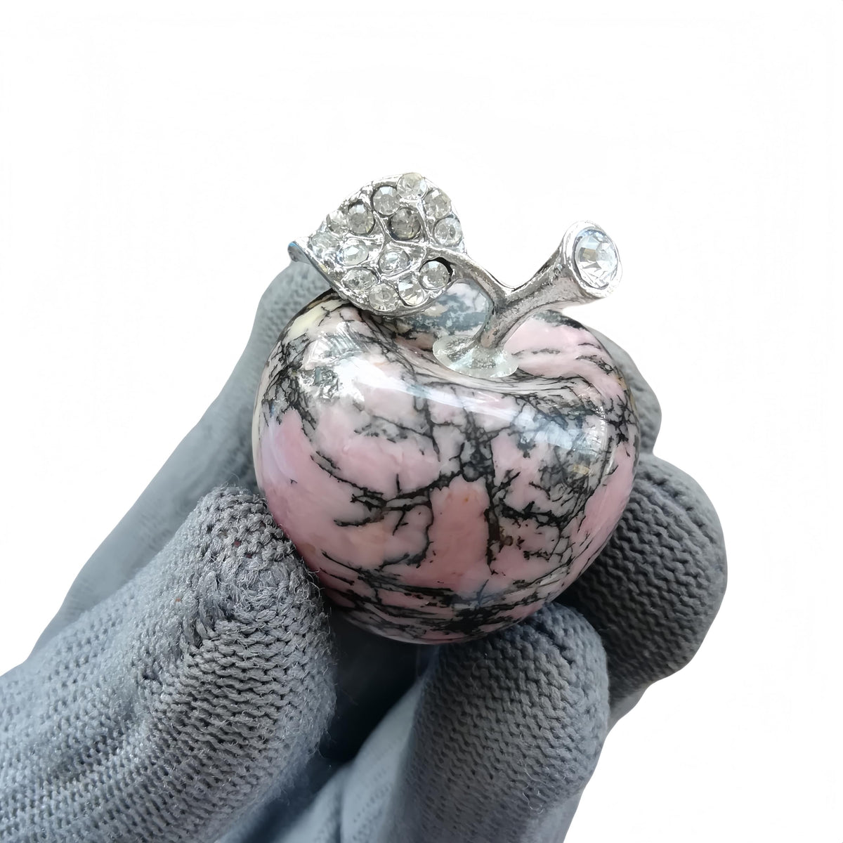 Sunshcat Natural Rhodonite 1.18 Inchs Apple Crystal and Healing Stone Statues,Room Decoration Christmas Decorations Thanksgiving Gifts Office Gifts Collectibles