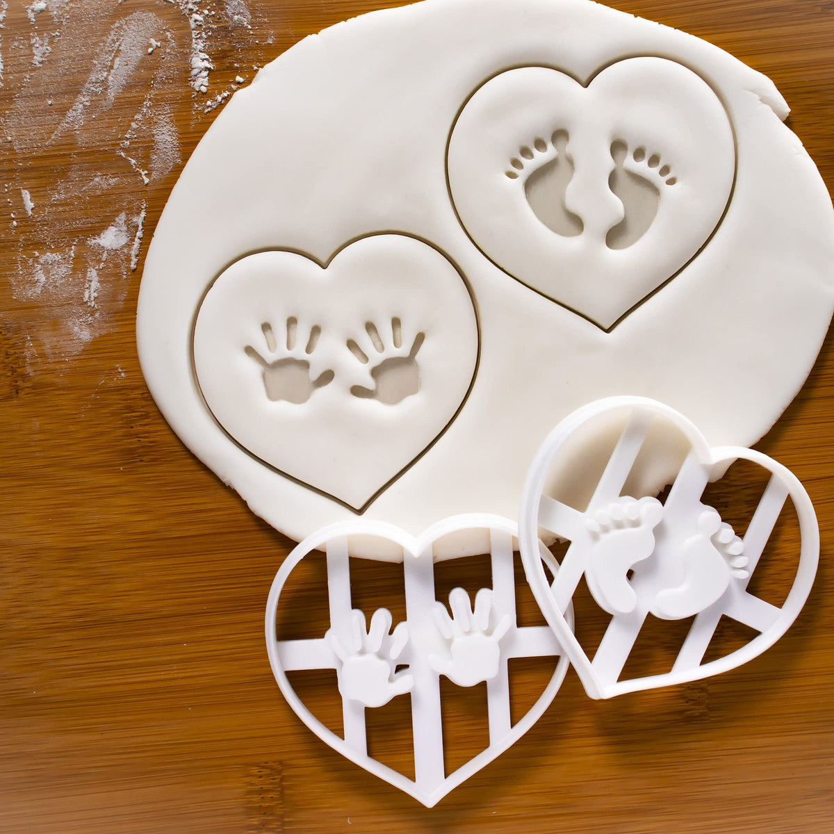 Set of 2 Baby Prints cookie cutters (Designs: Hand Prints and Footprints), 2 pieces - Bakerlogy