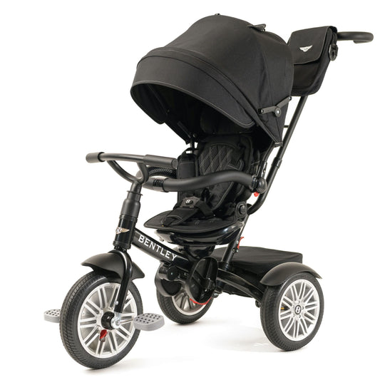 Bentley 6-in-1 Baby Stroller & Toddler Tricycle – Officially Licensed Luxury Kids Bike, Convertible Travel Strollers & Kid Trike with Air Wheels, Canopy & Safety Features (6m-5y+ | Onyx Black )