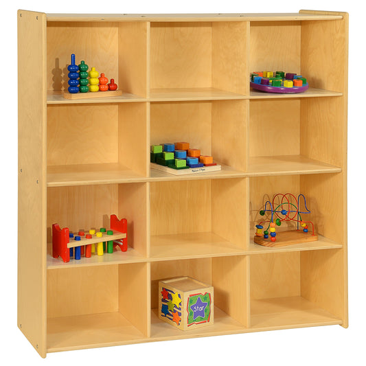 Contender 12 Big Cubby Storage Shelf, Montessori Cabinets for Organizing Art and Craft Supplies, Hard Wood Cabinets Perfect for Classrooms, Offices and Homes