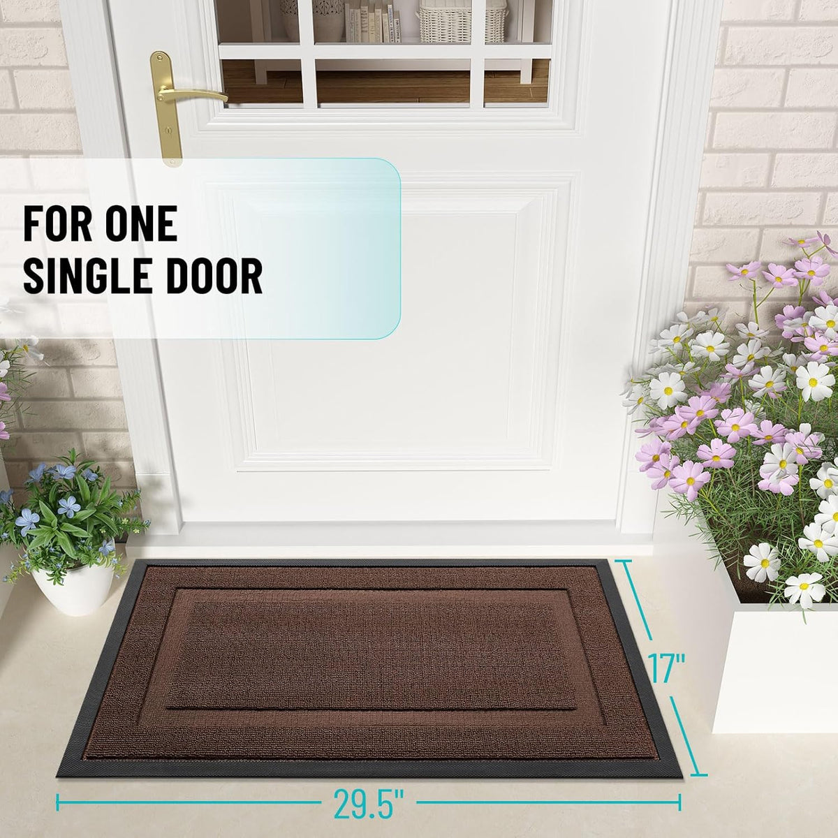 OLANLY Waterproof Front Door Mat - All-Season Indoor/Outdoor Doormat | Sturdy Natural Rubber, 33x21, Chocolate Brown