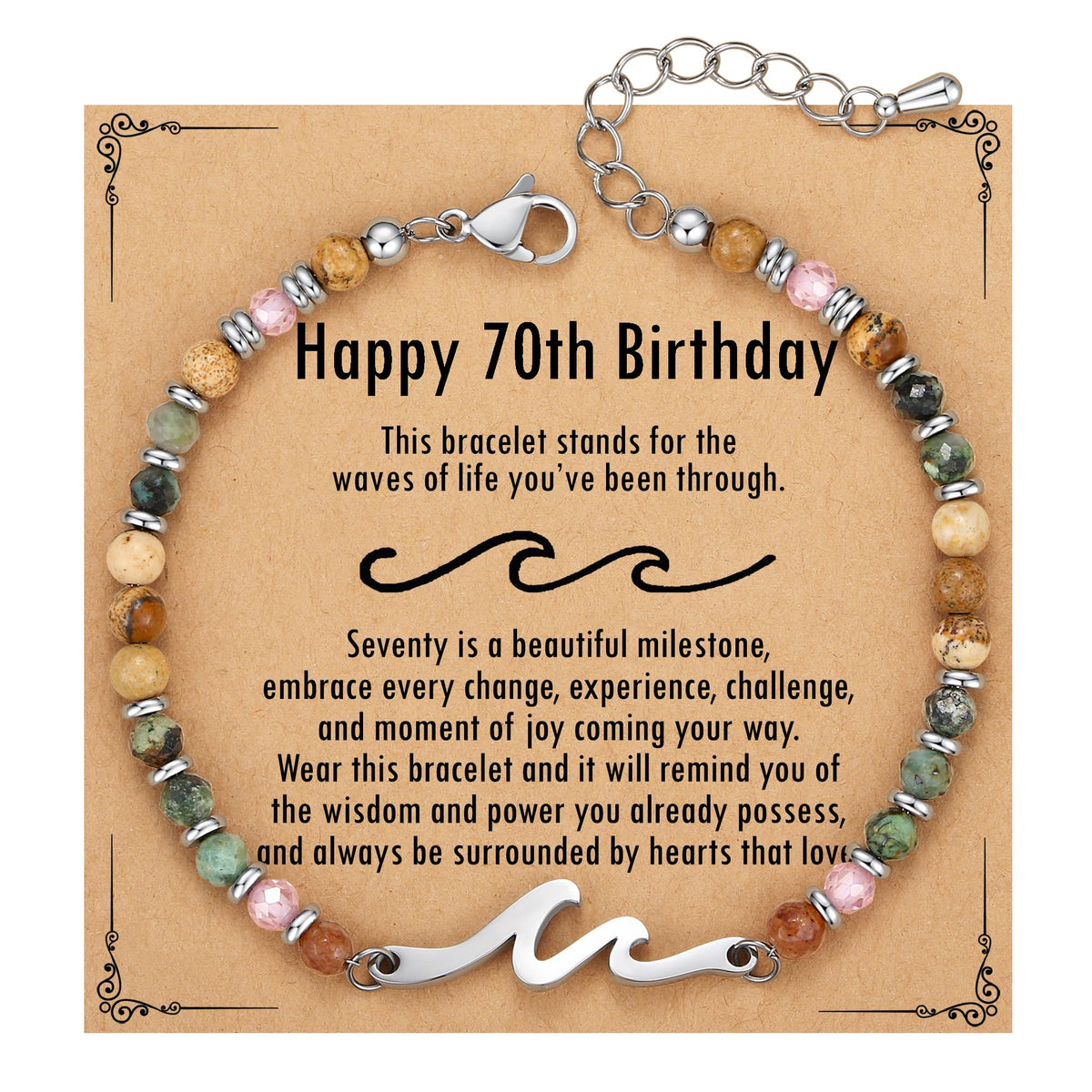 TONY & SANDY 70th Birthday Gifts for Women, Wave Bracelet for Women Jewelry, 70th Birthday Decorations for Her, Unique 70 Year Old Bday Gifts for Woman, Friend, Mom, Wife, Sister, Grandma