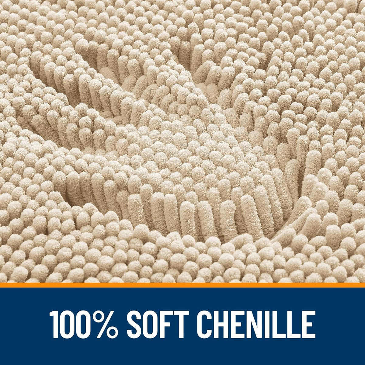 OLANLY Bathroom Rugs - Extra Soft Chenille Bath Mats with Rubber Backing | Quick Dry, 30x20, Beige