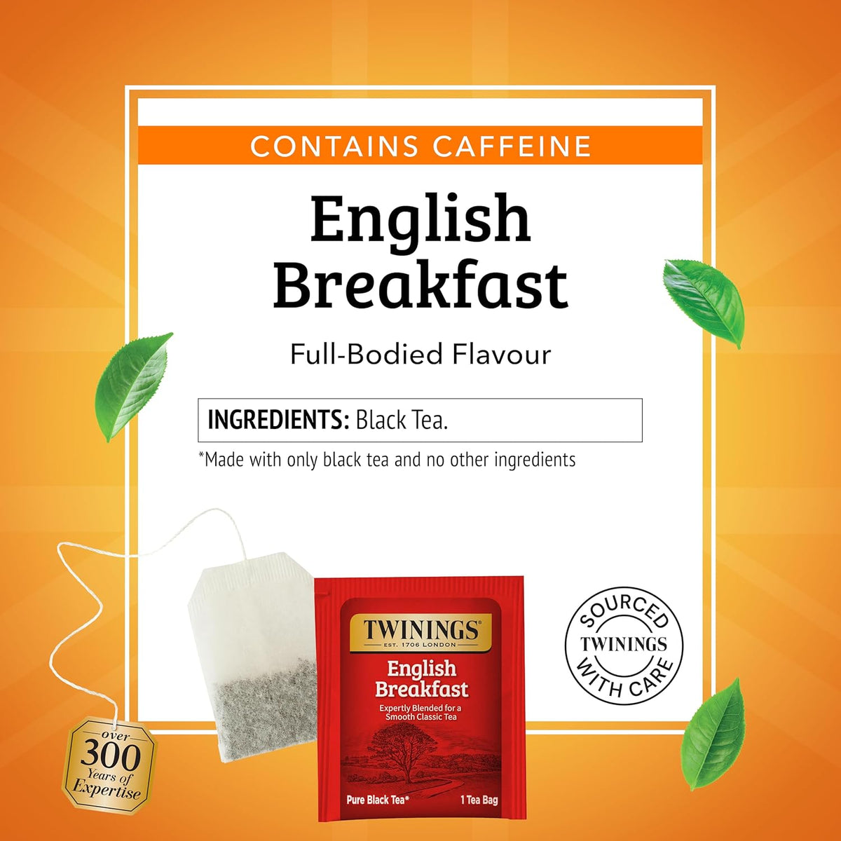 Twinings English Breakfast Black Tea - Robust & Flavorful Individually Wrapped Bags | 20 Count (Pack of 6)