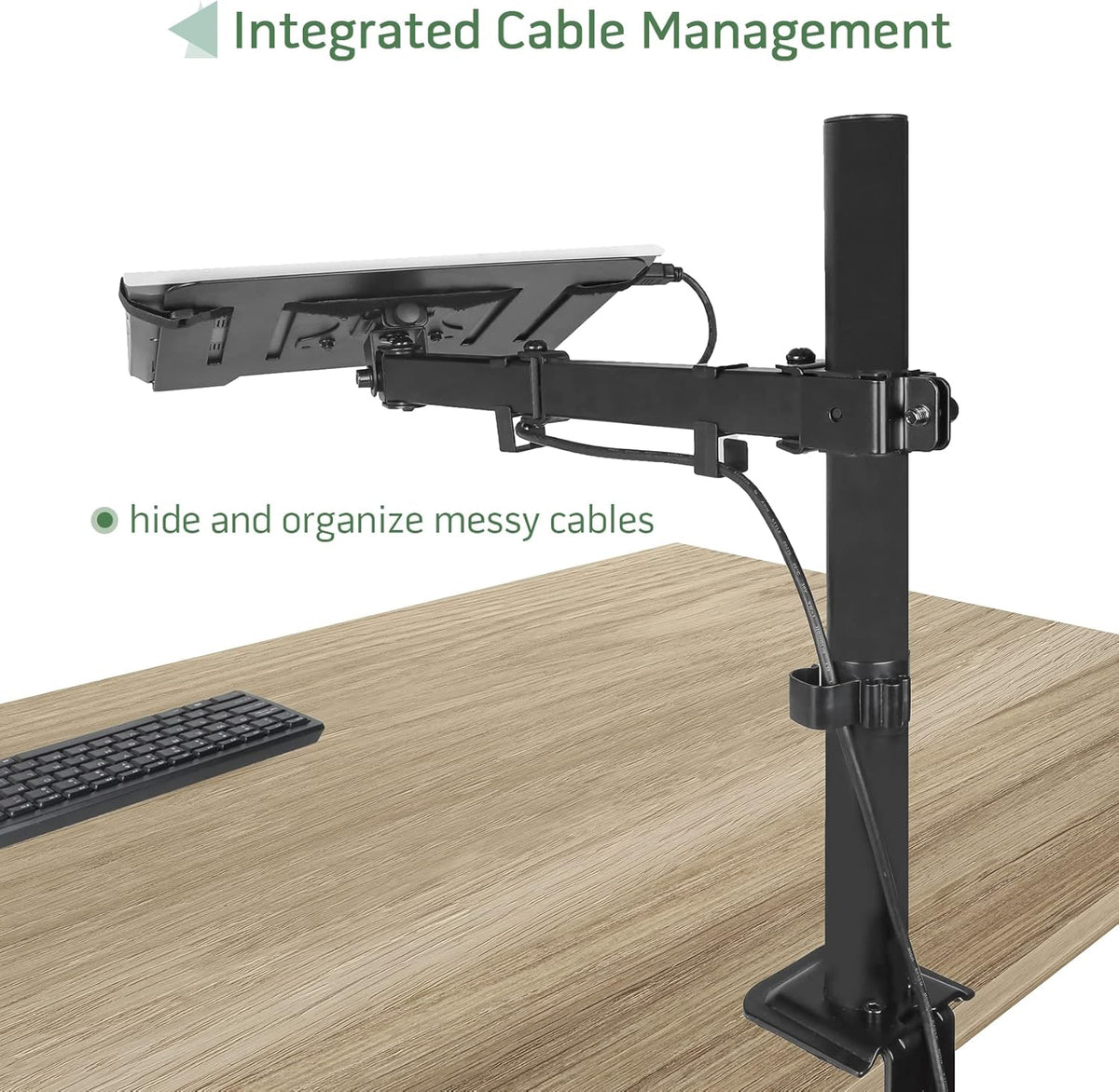 UPGRAVITY 17 inch 14-32 17.6 lbs, Clamp/Grommet 75/100mm Laptop Desk Mount, Single Laptop Stand Arm with Vented Tray