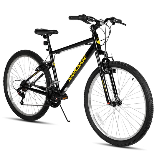 HH HILAND 27 Inch Mountain Bike, Mens Womens MTB with 18 Speeds, High-Tensile Steel Frame, V Brake, Hardtail Bicycle for Adults Black