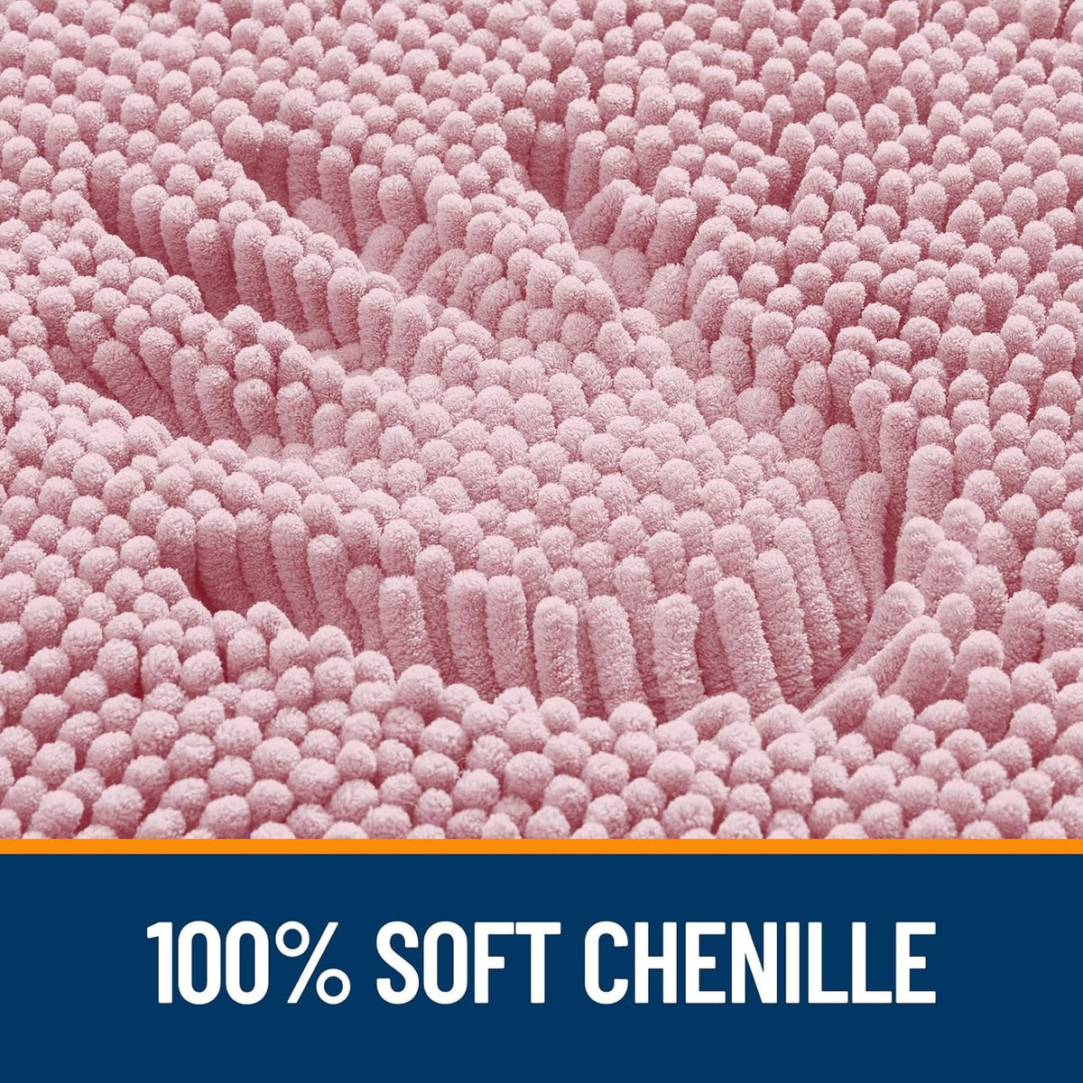 OLANLY Small Bathroom Rugs - Extra Soft Chenille Bath Mats | Quick-Dry, Machine Washable, Dusty Rose 24x16
