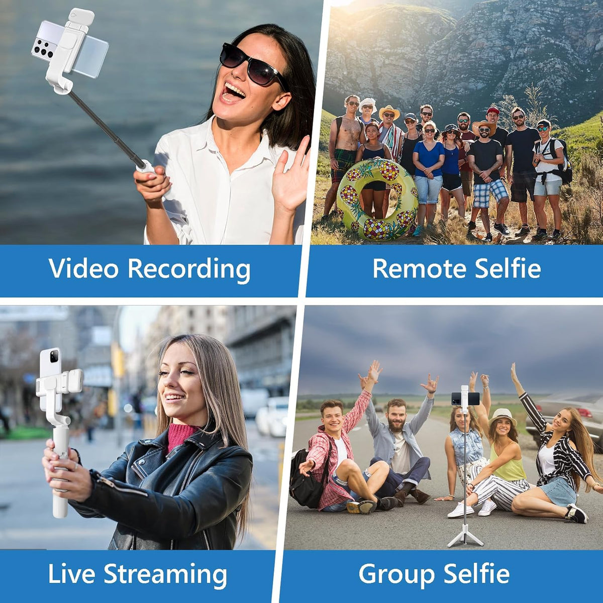 Bollove 40 Selfie Stick Tripod, in Retractable Tripod for iPhone with Wireless Remote Control & Light, Portable Phone