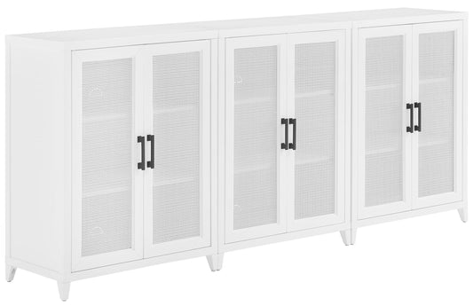 Crosley Furniture Milo 2-Piece Entertainment Center TV Stand, Media Console, Vinyl Record Storage, White