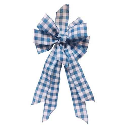 Meseey Large Blue and White Plaid Burlap Bow 20 x 10 Inch Wreaths Spring Bows for Gift Wrapping Tree Topper Front Door Party Home Decorations(Blue White)