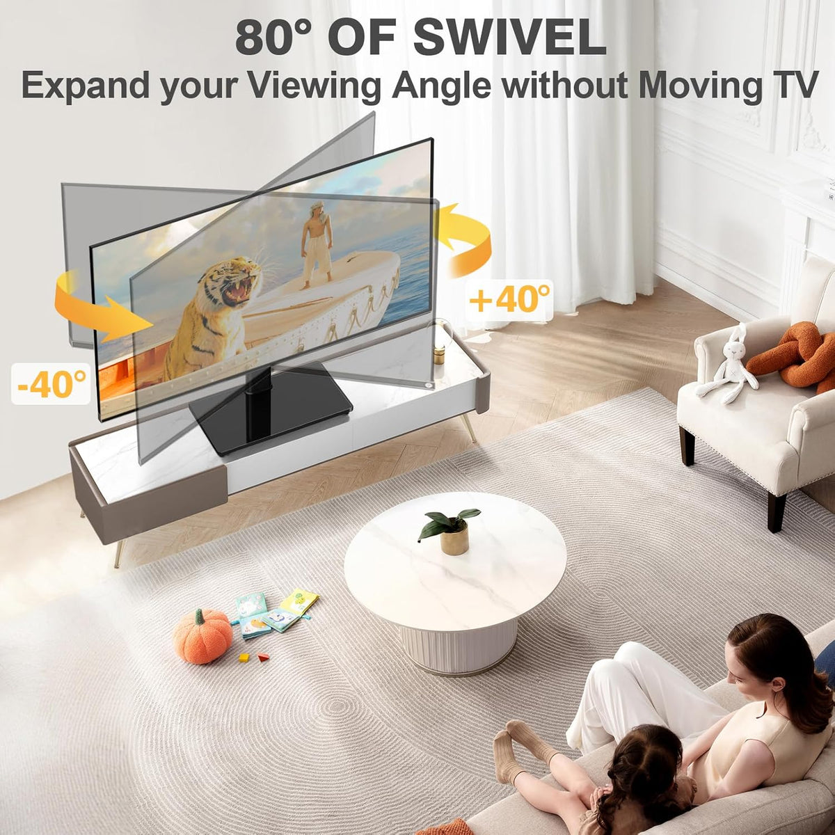 TVON 20-43 inch 4 88 Lbs, 200x200mm Universal TV Stand Base, Swivel Table Top TV Stand for TVs/Monitors with Level